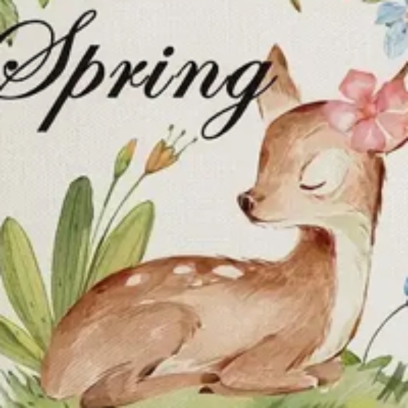 NEW SPRING/EASTER SPRING FAWN FLORAL WREATH LINEN PILLOW COVER HOME DECOR 17.7" - Picture 5 of 5